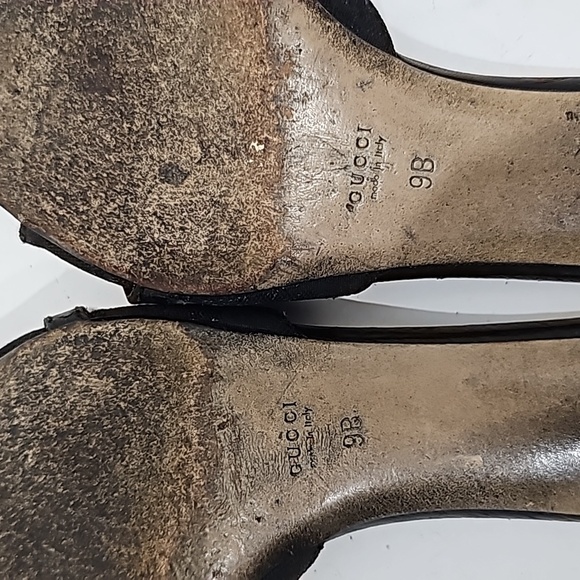 Gucci Black Canvas with Green Leather Horsebit Slide Sandals Size 9B - Picture 6 of 8